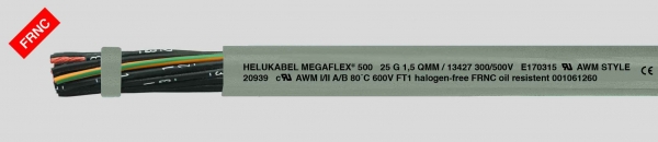 MEGAFLEX® 500, безгалогеновый, трудновоспламеняемый, маслостойкий, устойчивый к УФ-излучению, гибкий, с разметкой метража