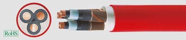 N2XSEY 3 x …6/10кВ, XLPE-изоляция, экранированный, медный проводник, PVC-оболочка